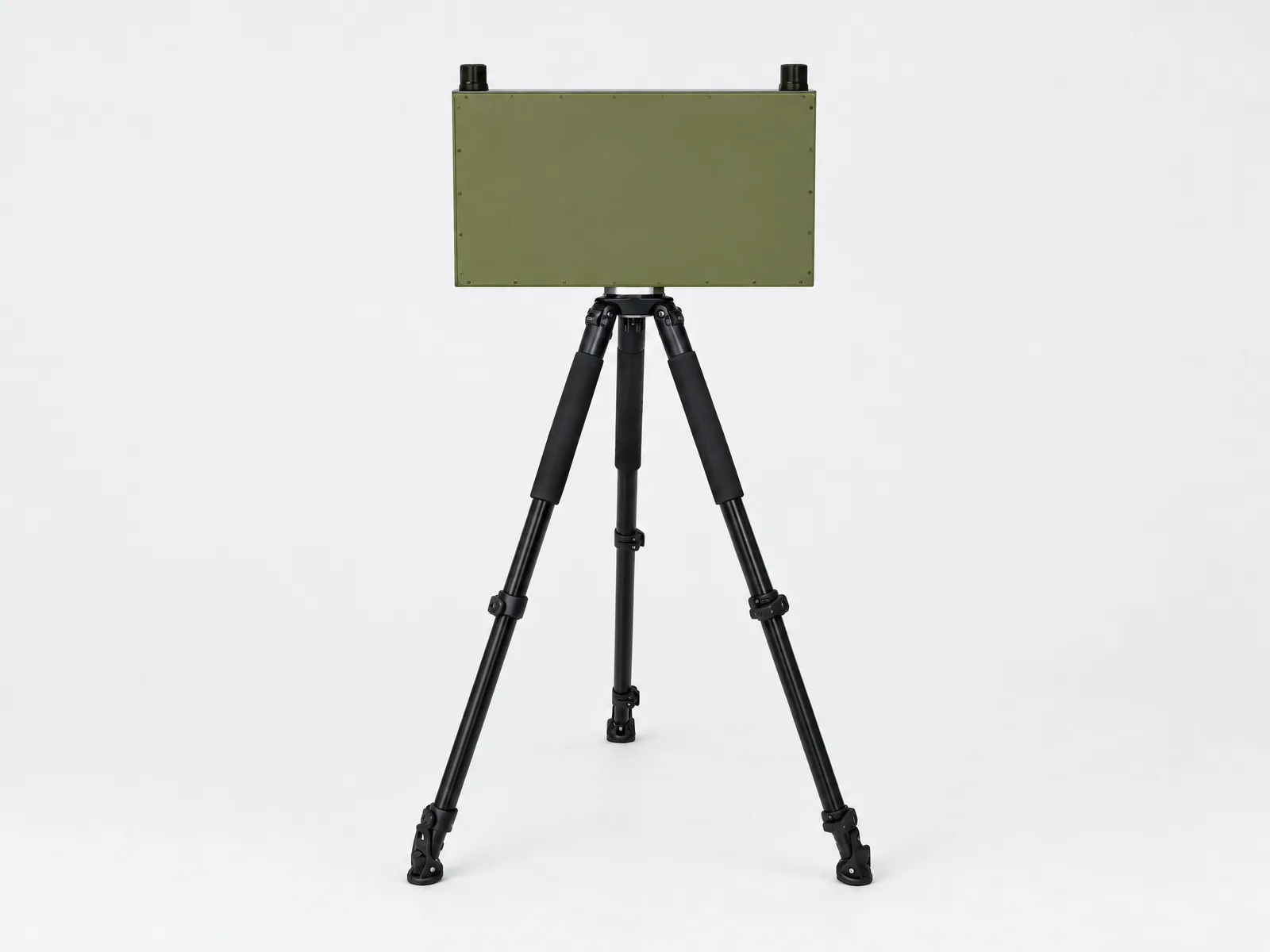 AI-prepared catalogue illustration of a rectangular radar housing on a tripod