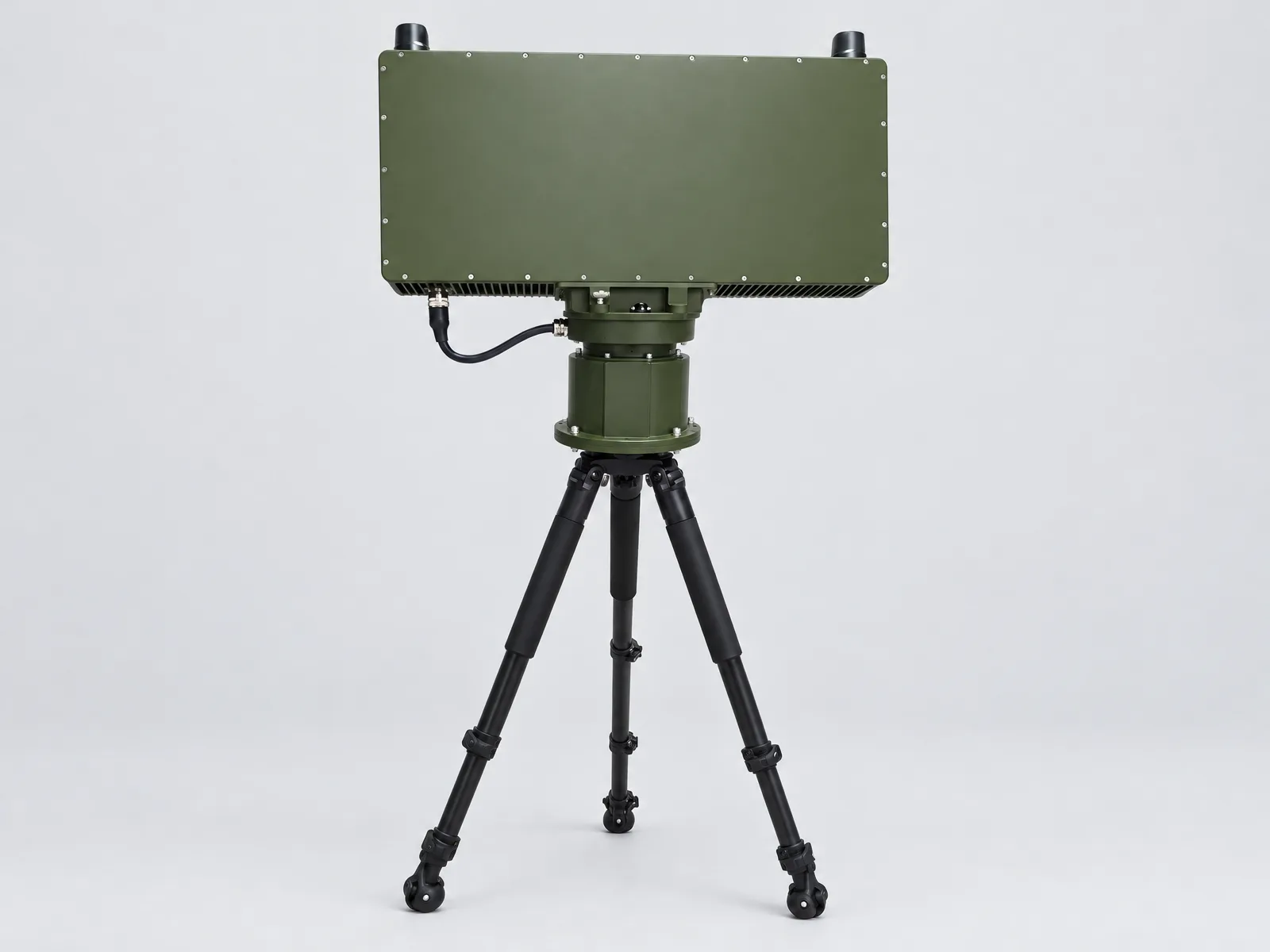 AI-prepared catalogue illustration of a radar panel on a cylindrical mount and tripod