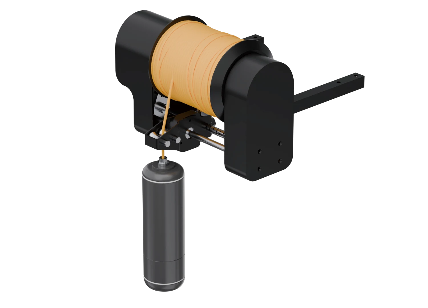 Manufacturer brochure render of an optional winch and suspended cylindrical instrument in the Orcalink equipment-options section.