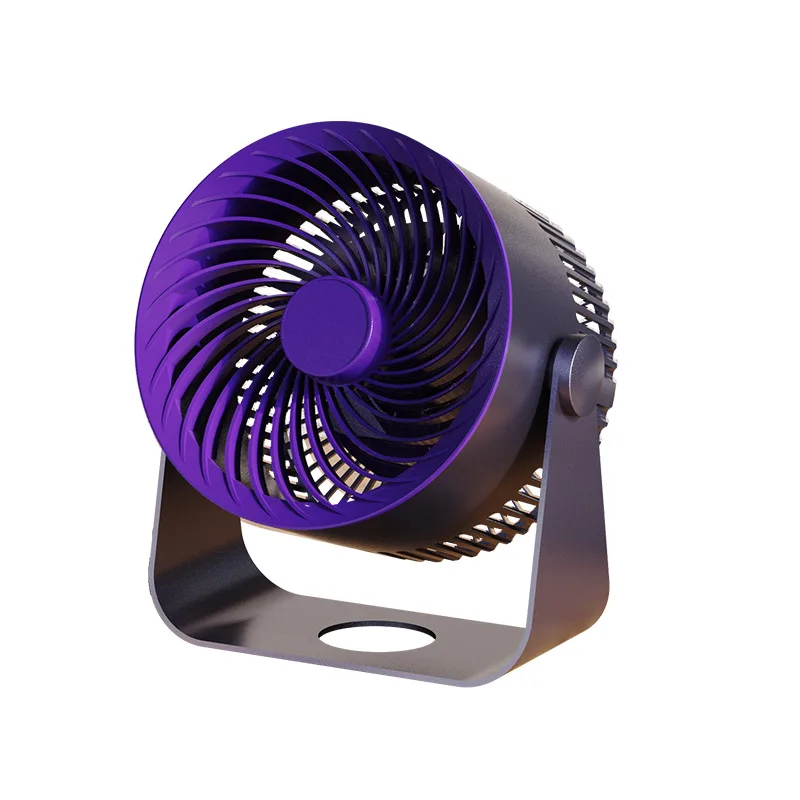 Originalaufnahme des kompakten Z-01-Ventilators mit violettem Gitter und dunklem Tragrahmen