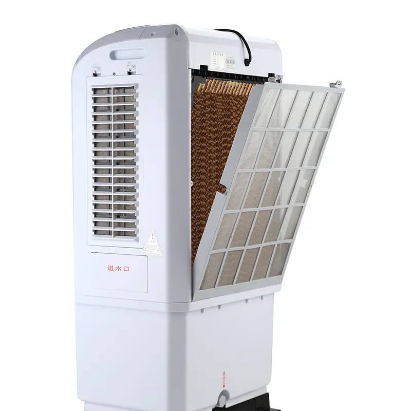 Schräge Rückansicht des WJD2800F-2Z mit angehobenem Rückgitter und sichtbarem Kühlpad