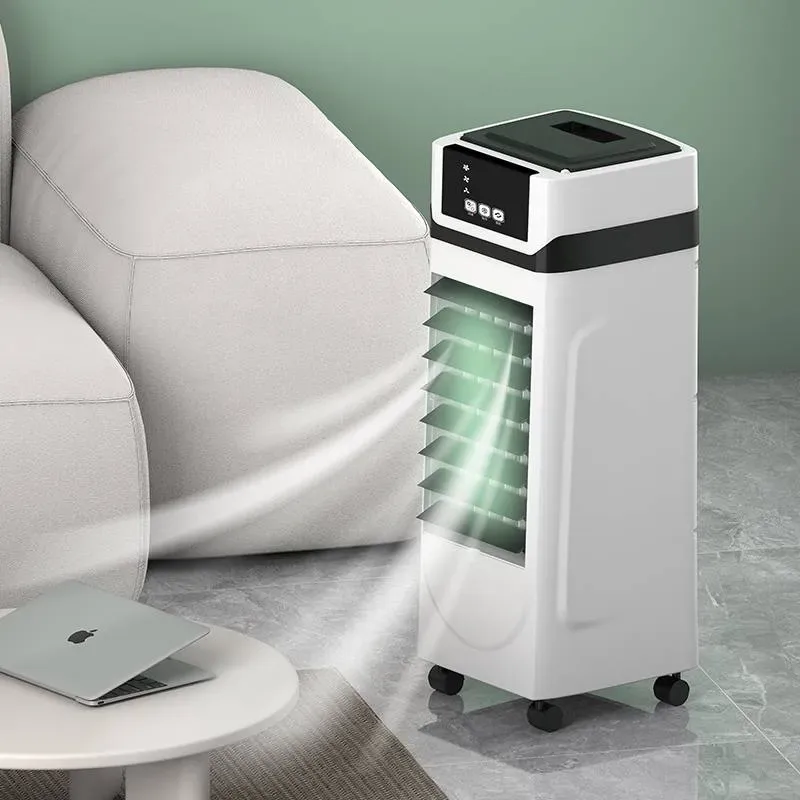 WJD980F-3D neben einem Sofa mit gezeichnetem Luftstromeffekt in der ursprünglichen Produktszene