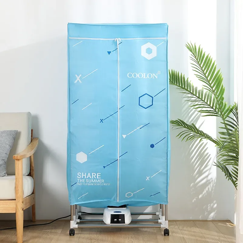 WJD12G-2R clothes dryer with blue fabric cover in a room