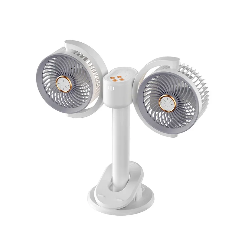 Photo d’origine du ventilateur Y6 blanc à double tête avec support central en position plus haute