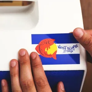 Original illustration of applying a branded product label